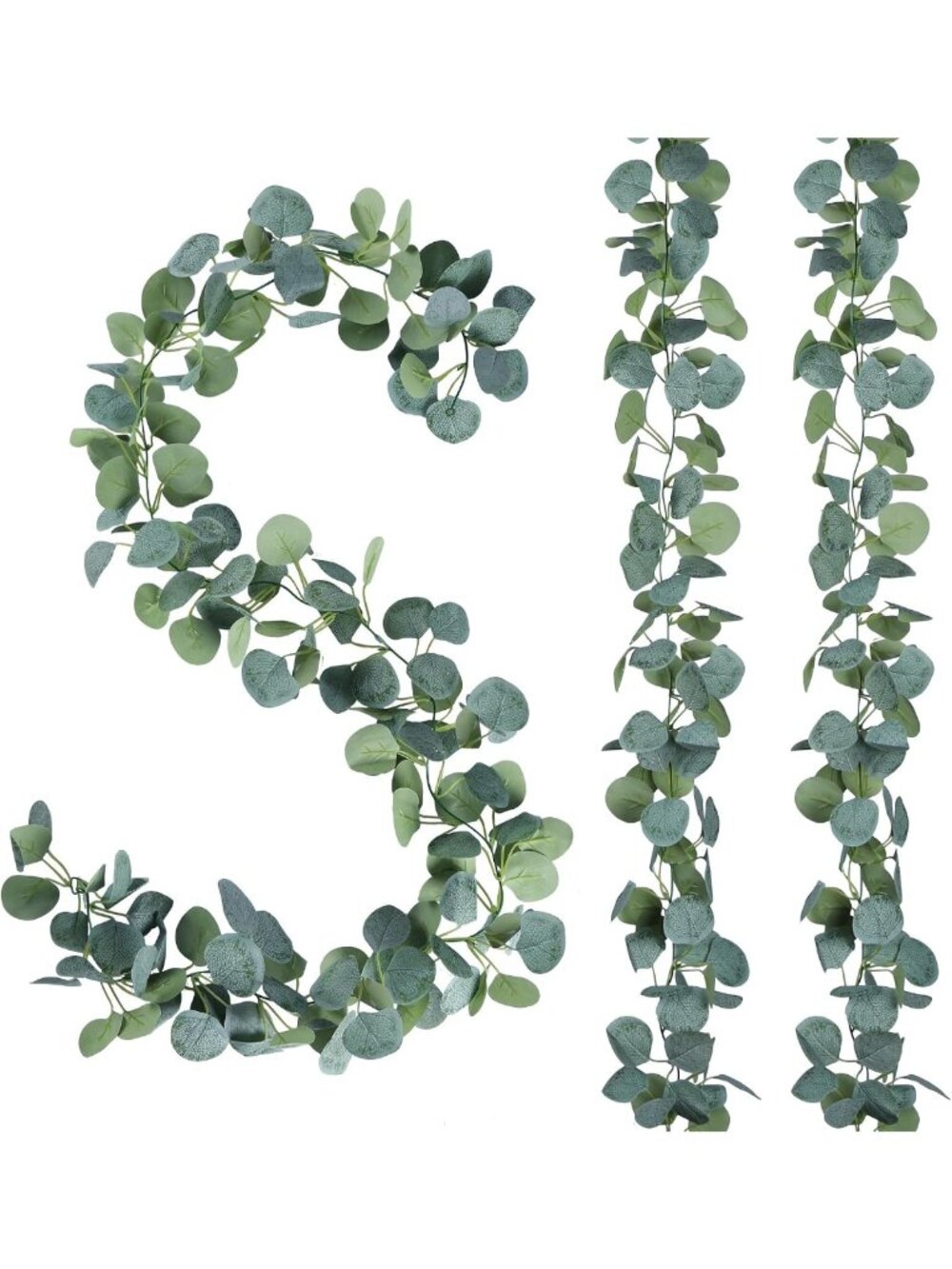 2 Pack Faux Eucalyptus Garland - Handmade Greenery Vines for Home Decor